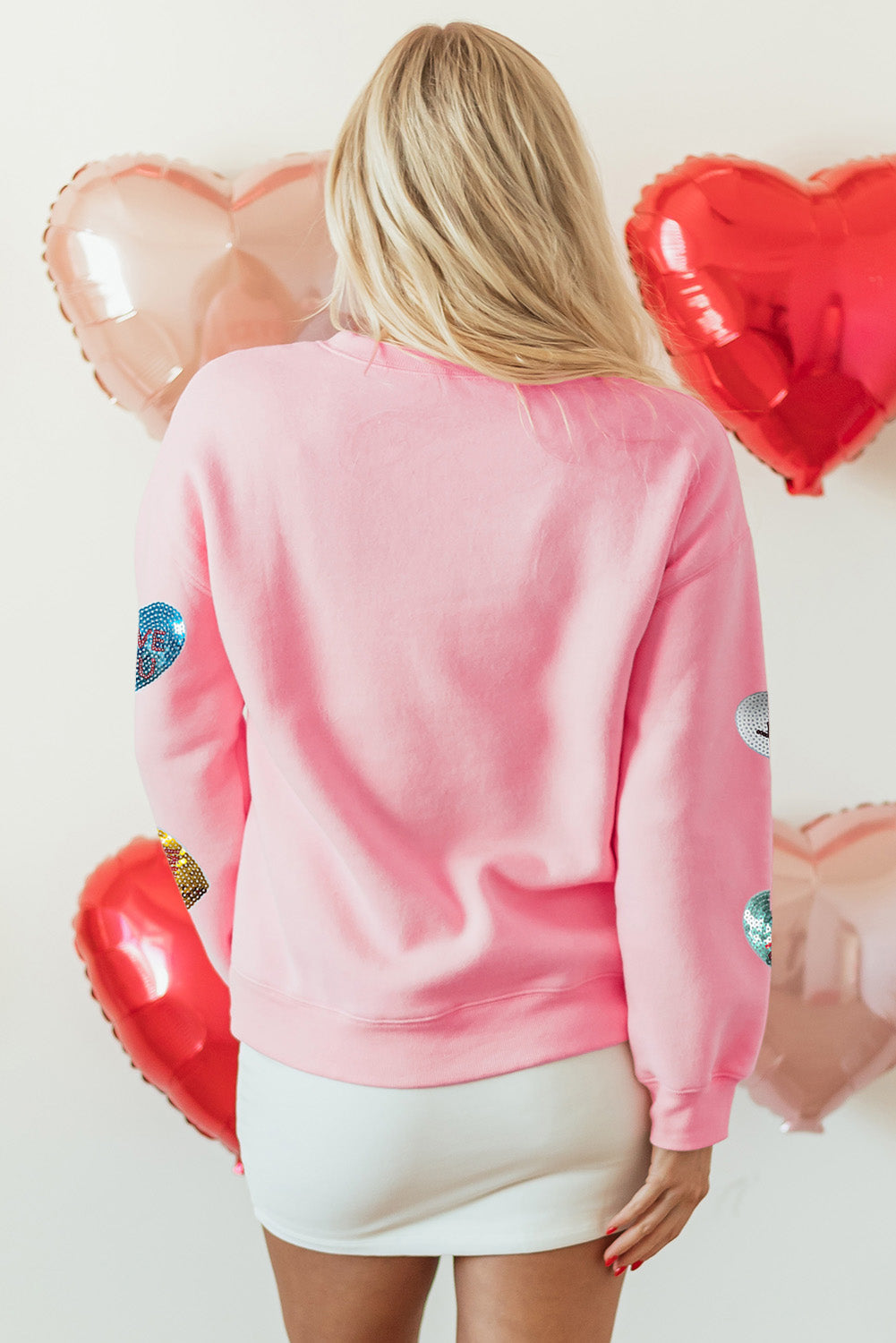 Glitrende kvinders sweatshirt – afslappet hjerte grafik, blødt materiale, til Valentinsdag 2