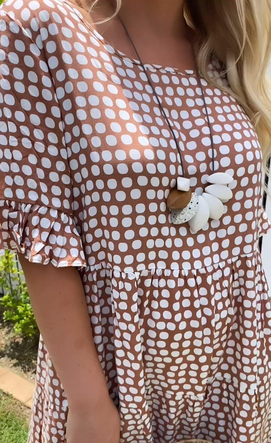 Kortærmet Midi-Kjole Til Kvinder Med Polka Dot Design, Let Åndbart Stof, Afslappet Pasform Til Sommer-6