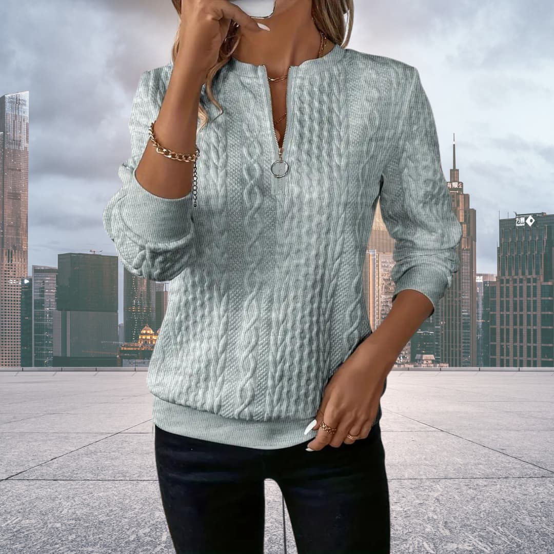 Variant image for Komfortabel striktrøje dame – smigrende pasform, høj kvalitets polyester, til hverdag-11