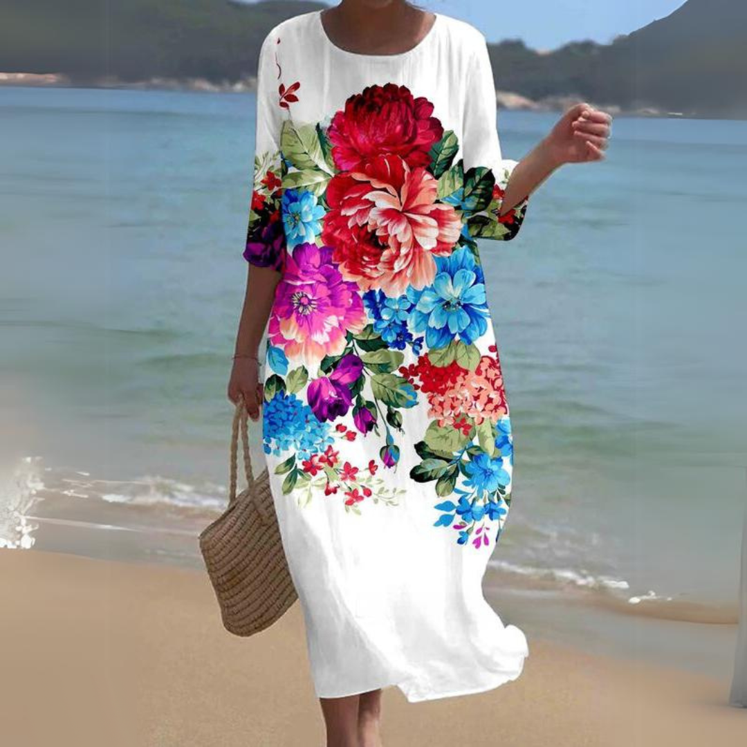 Elegant Blomsterprint Sommerkjole Til Kvinder - Perfekt Til Bryllupper Og Cocktails-5