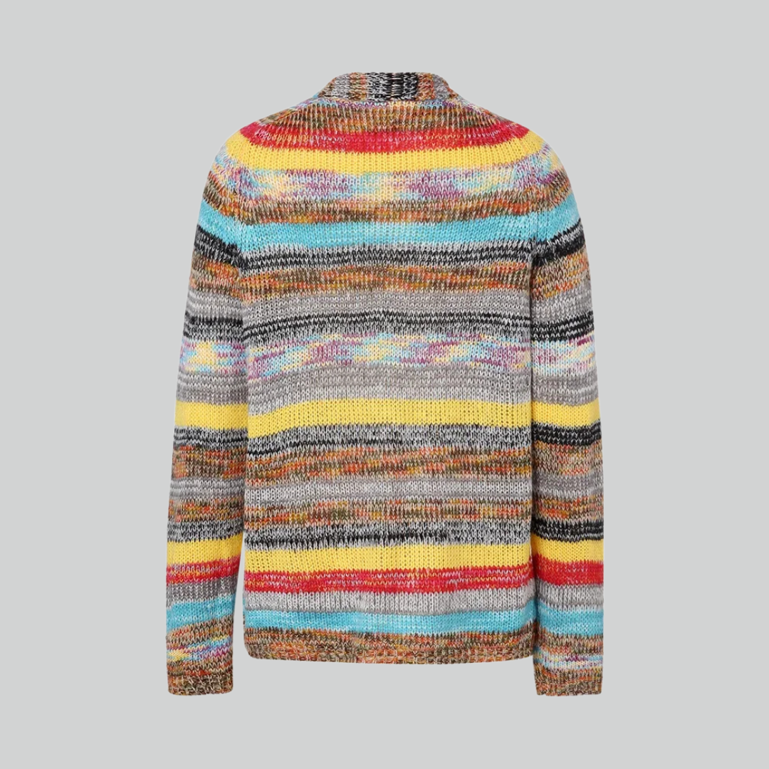 Åndbar og komfortabel damestrik cardigan – langærmet stribet design, bomuld, til efterår og vinter 2