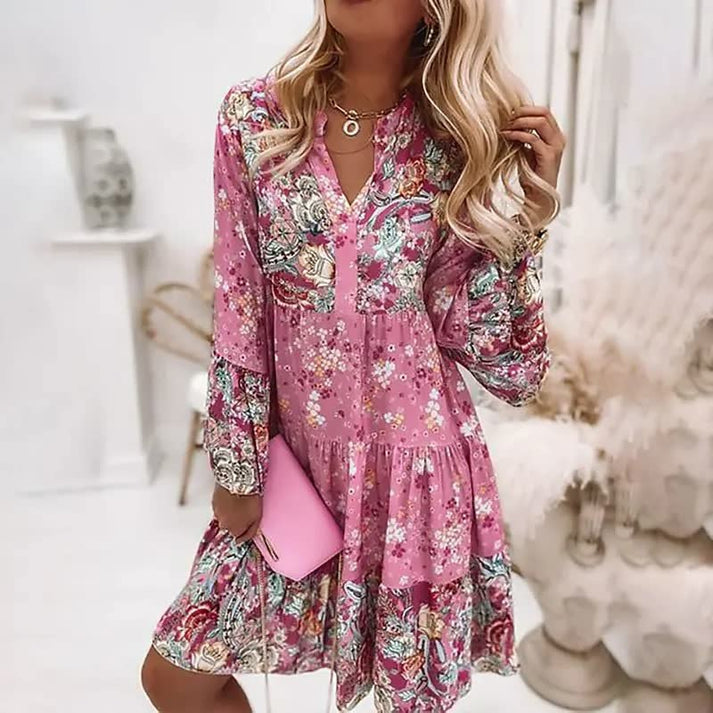 Elegant Boho-Kjole Til Kvinder, Løst Passende Knælængde-2
