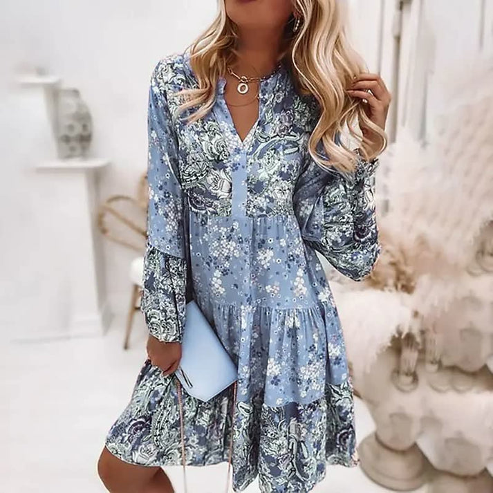 Elegant Boho-Kjole Til Kvinder, Løst Passende Knælængde-3