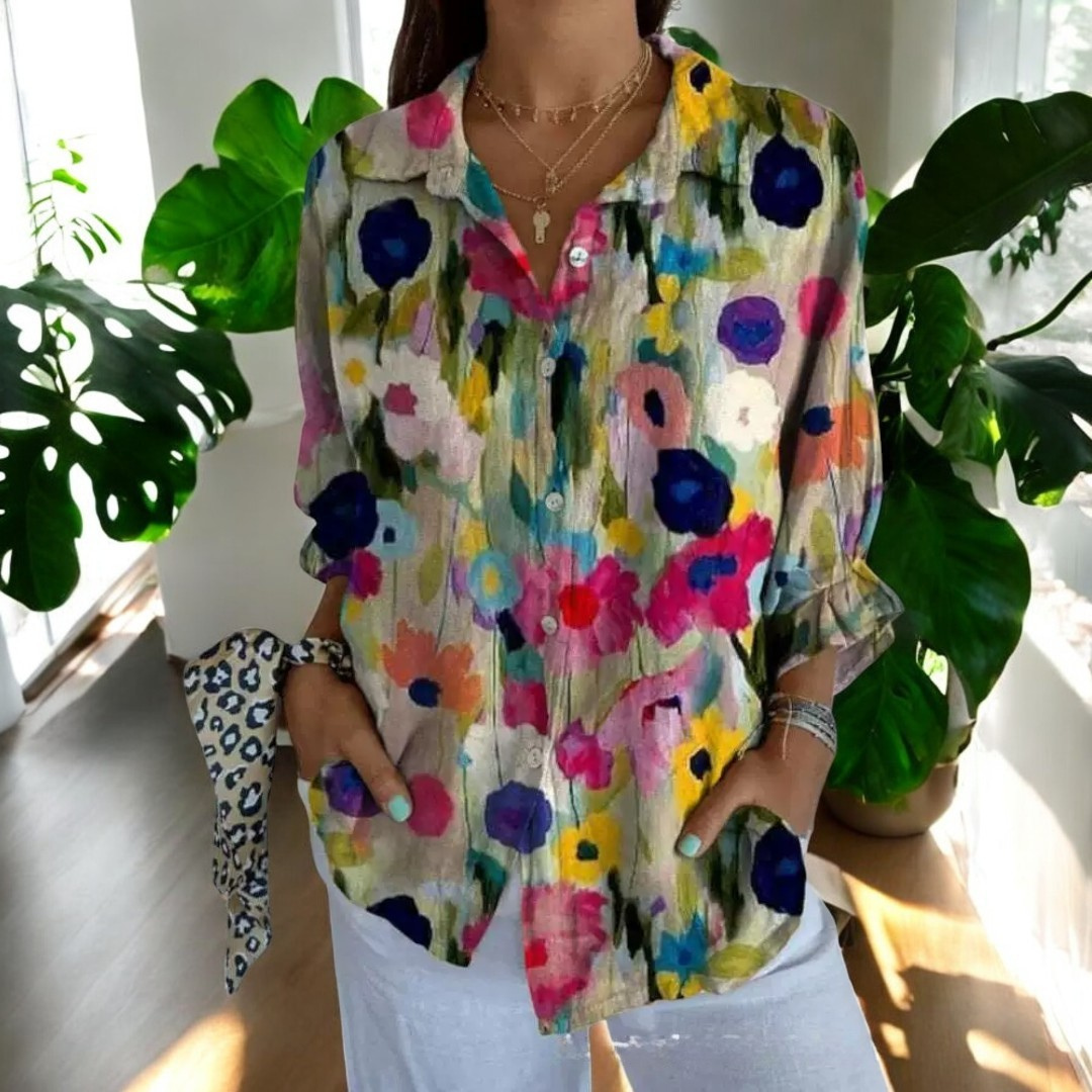 Let og flatterende kvinders bluse – afslappet blomstermønster, åndbart materiale, perfekt til sommer 5