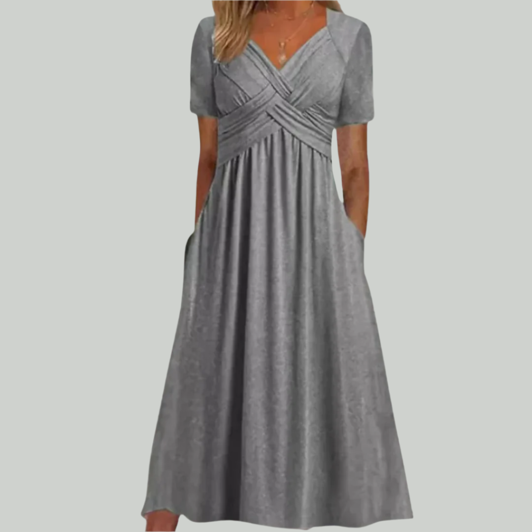 Variant image for Elegant V-hals Kjole Til Kvinder, Smigrende Pasform I Åndbart Stof, Størrelser S Til 2XL - Ideel Til Formelle Og Sommerbegivenheder-25