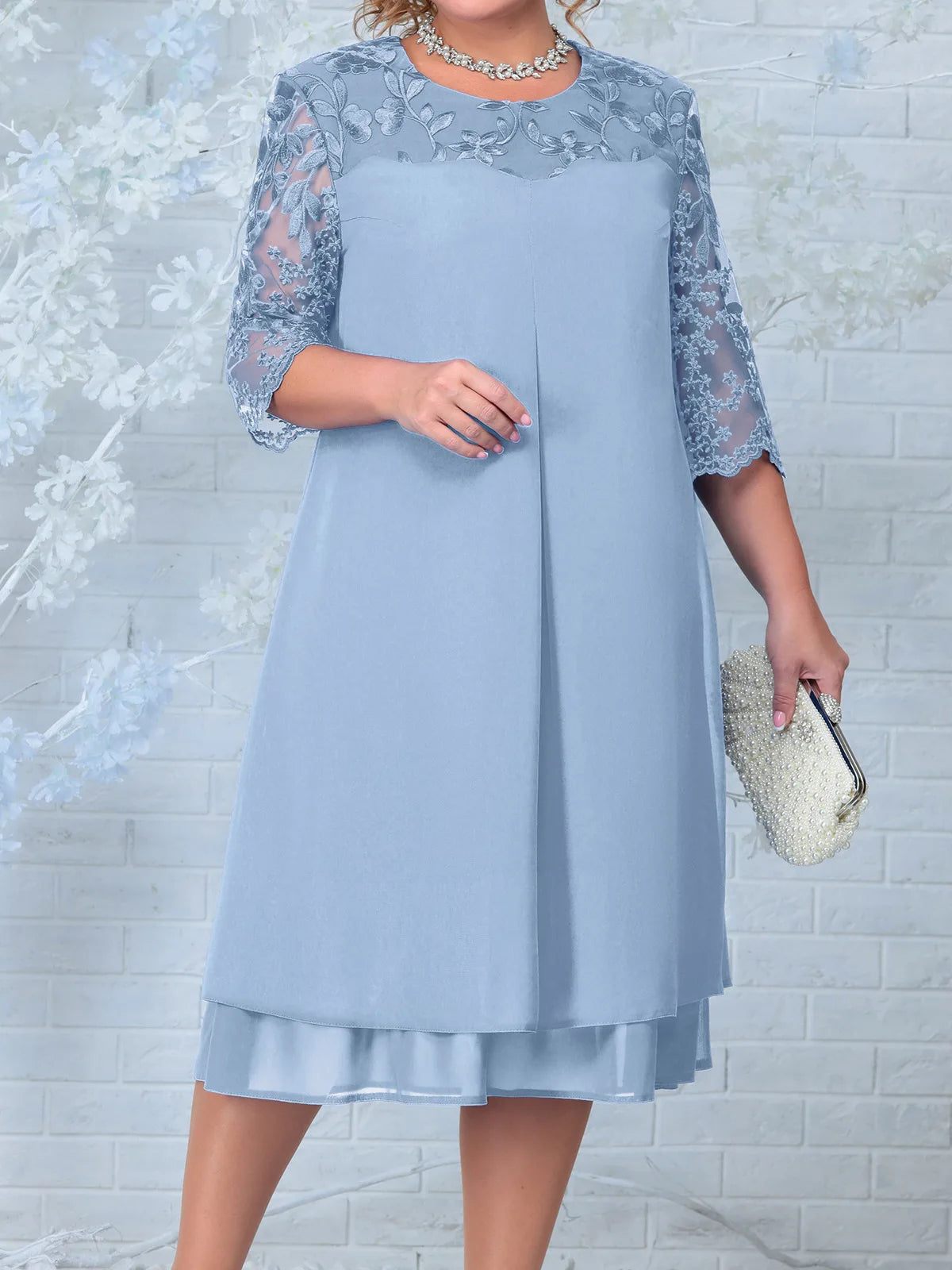 Elegant Plus Størrelse Kjole Til Formelle Lejligheder-4