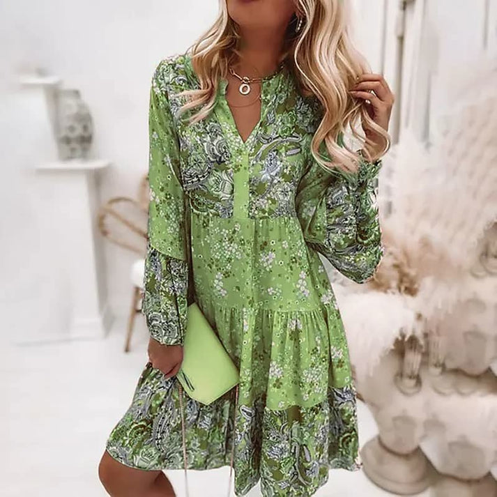 Elegant Boho-Kjole Til Kvinder, Løst Passende Knælængde-4