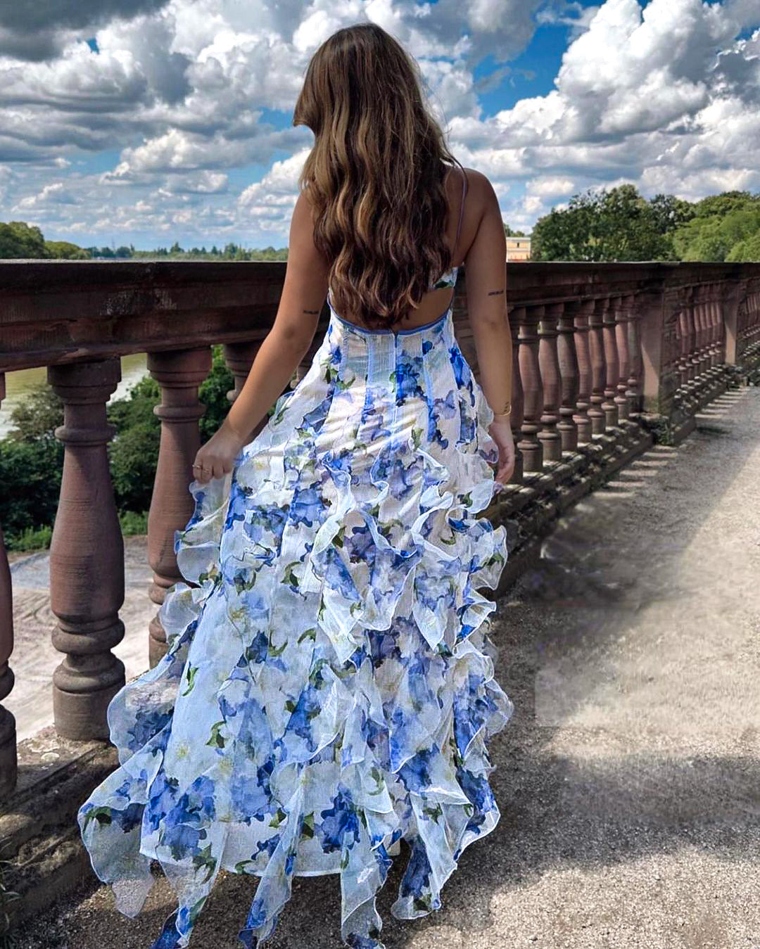 Rufflede Blomsterkjole Til Kvinder, Sommerkjole Med Afslappet Pasform Til Bryllupsgæster Og Cocktailbegivenheder-5