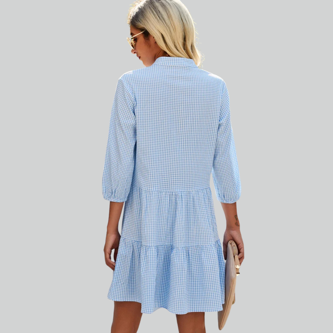 Strandsissi Kvinders Plaid Sundress Mini Kjole Til Sommer-6