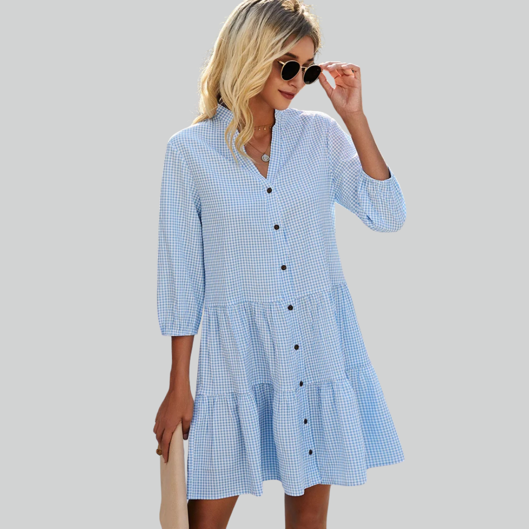 Strandsissi Kvinders Plaid Sundress Mini Kjole Til Sommer-2