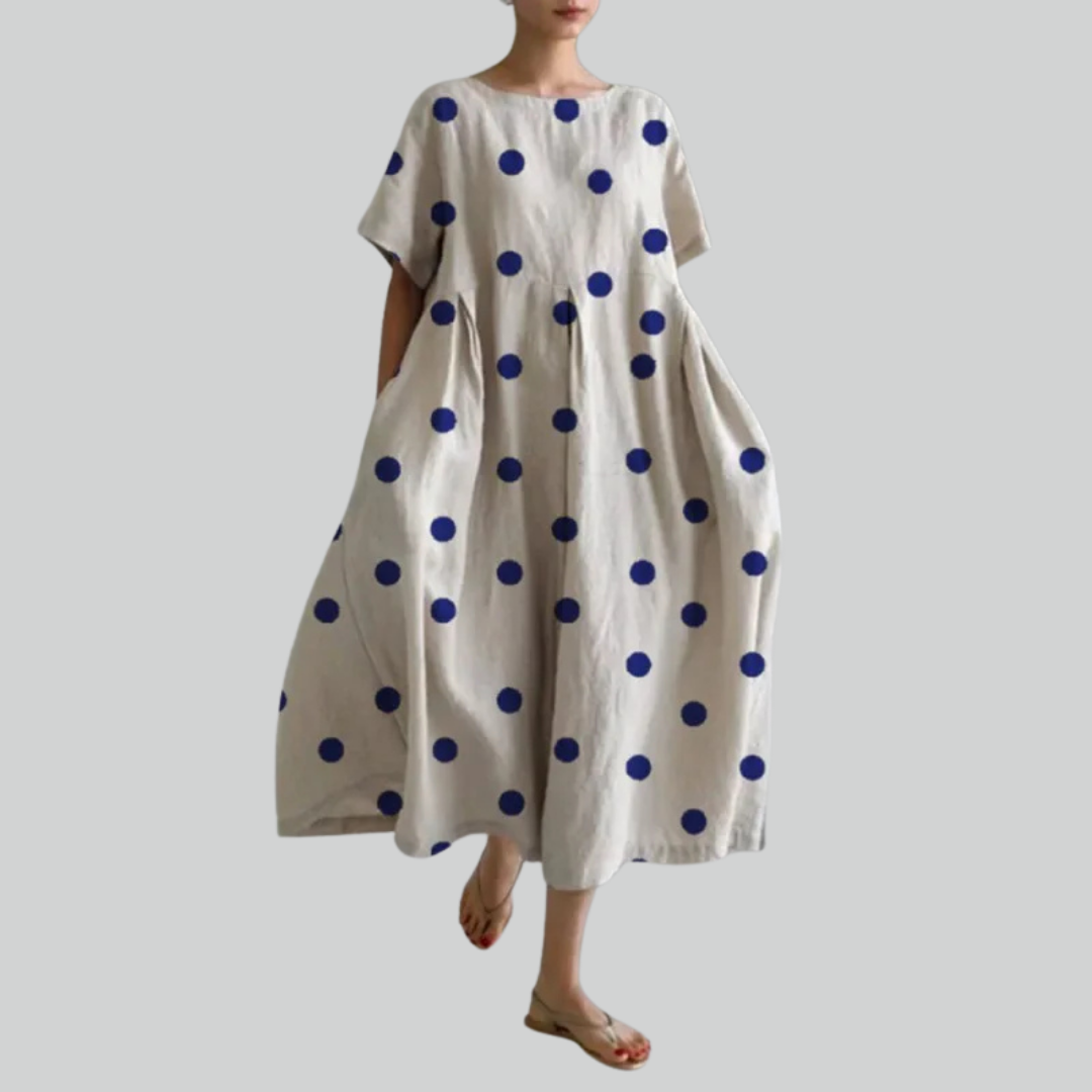 Variant image for Mode Dame Kortærmet Løs Maxi Kjole - Retro Blomsterprint Festkjole Maxikjoler-55