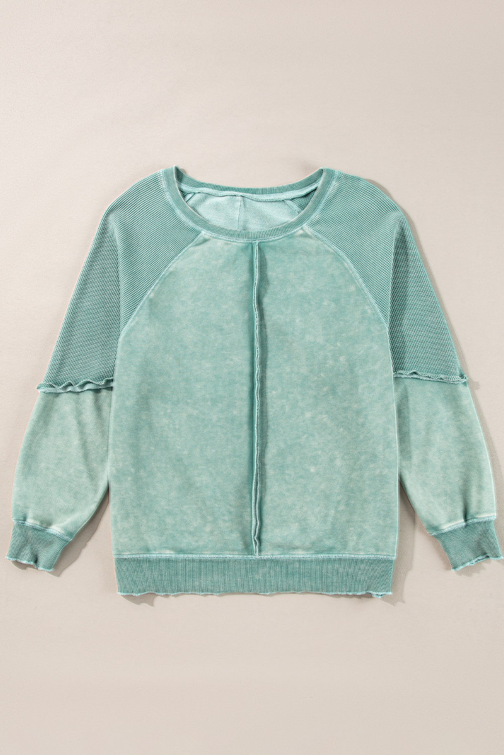 Letvægts kvinder sweatshirt – patchwork design, vaffelstrik, til fritidsbrug 3