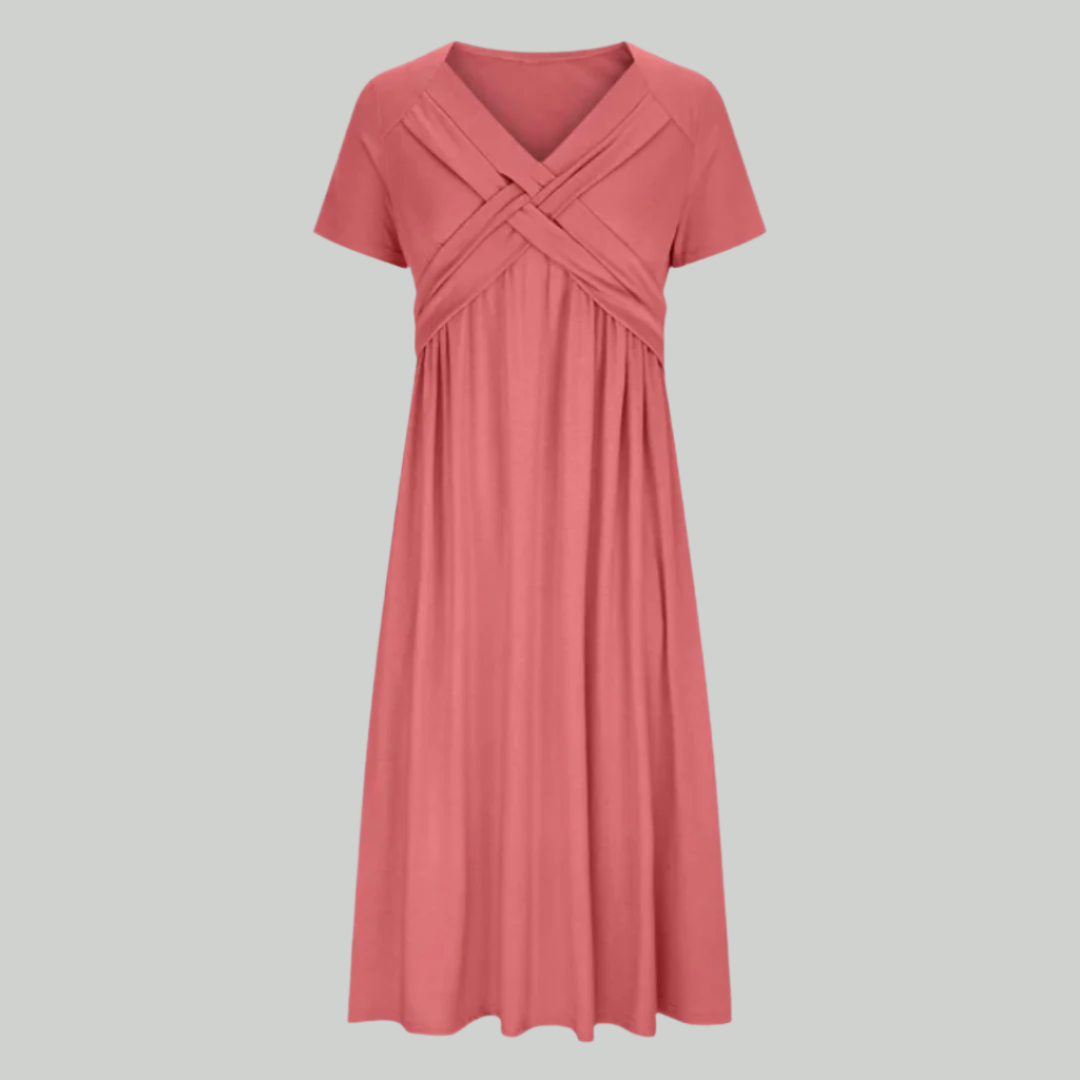 Elegant V-hals Kjole Til Kvinder, Smigrende Pasform I Åndbart Stof, Størrelser S Til 2XL - Ideel Til Formelle Og Sommerbegivenheder-3