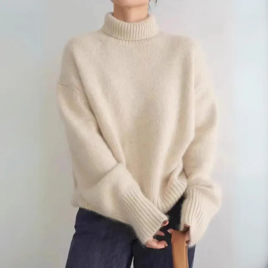 Luksuriøs og overdimensioneret kvinders cashmere sweater – turtleneck, 100% cashmere, til kølige dage 4