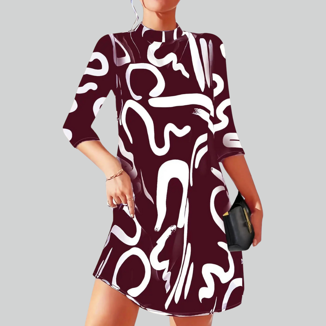 Mode Langærmet Print Mini Kjole Til Kvinder - Stilfuld Og Komfortabel Design-6