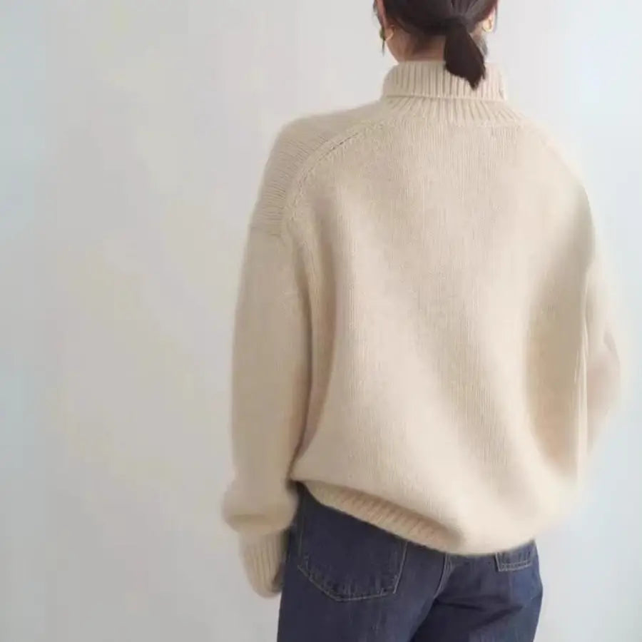 Luksuriøs og overdimensioneret kvinders cashmere sweater – turtleneck, 100% cashmere, til kølige dage 5