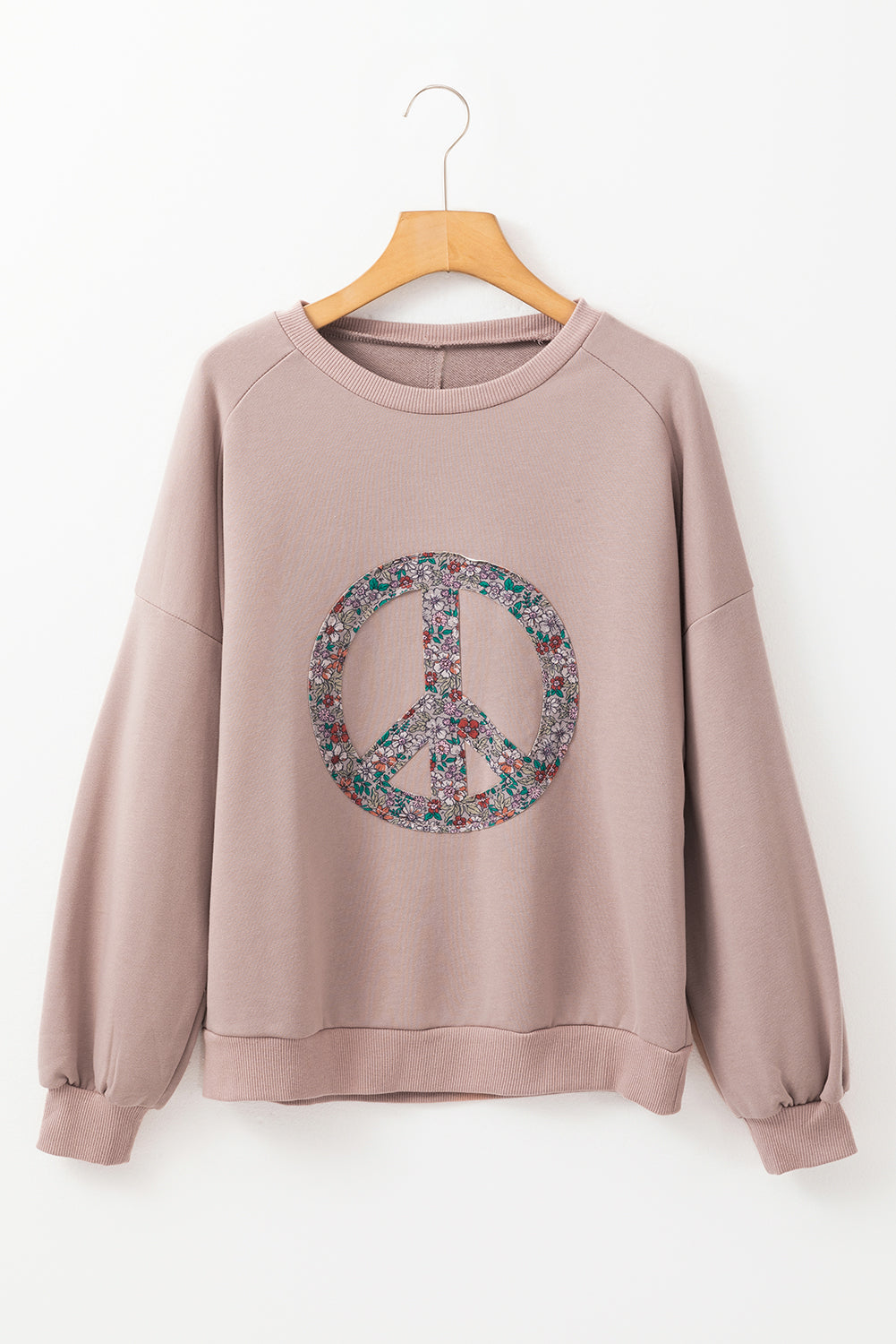 Breathable women’s sweatshirt – relaxed fit, floral peace symbol design, for everyday wear 1