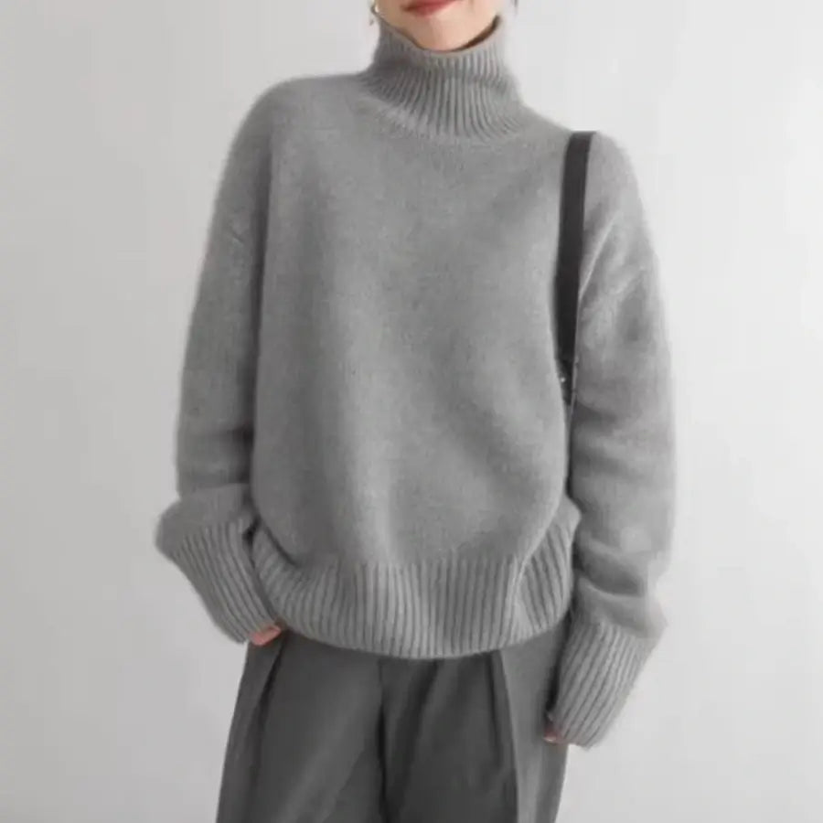Variant image for Luksuriøs og overdimensioneret kvinders cashmere sweater – turtleneck, 100% cashmere, til kølige dage-13