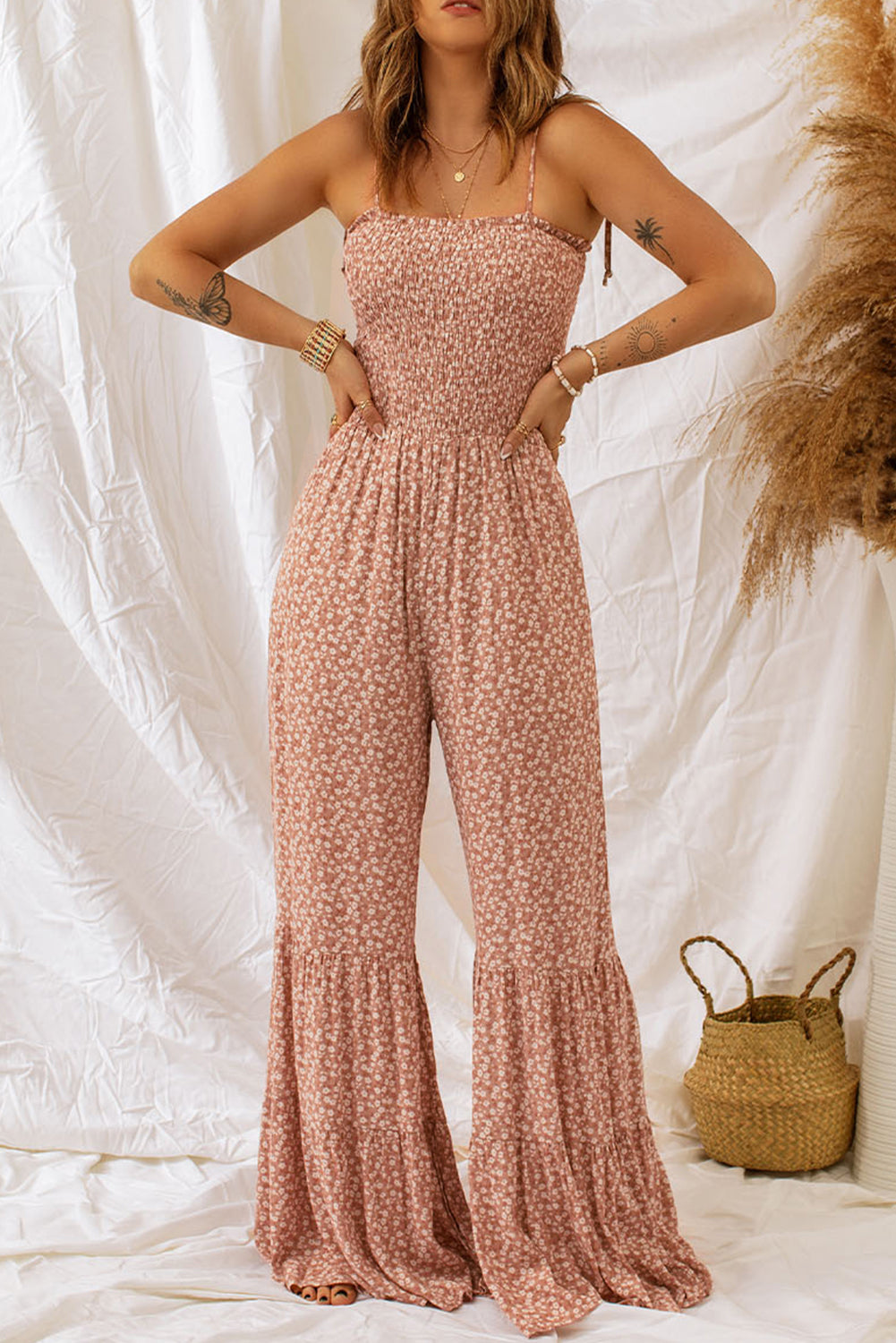 Letvægtig og flatterende kvinders jumpsuit – smocket top, blødt bomuld, til sommerudflugter 6