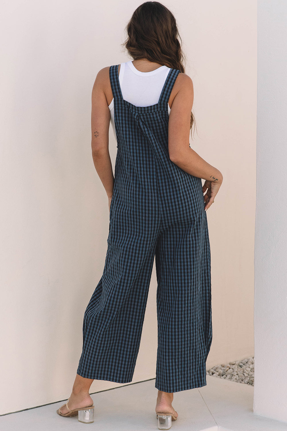 Komfortabel og afslappet kvinders jumpsuit – høj talje, sejlblåt mønster, til hverdag og fest 2