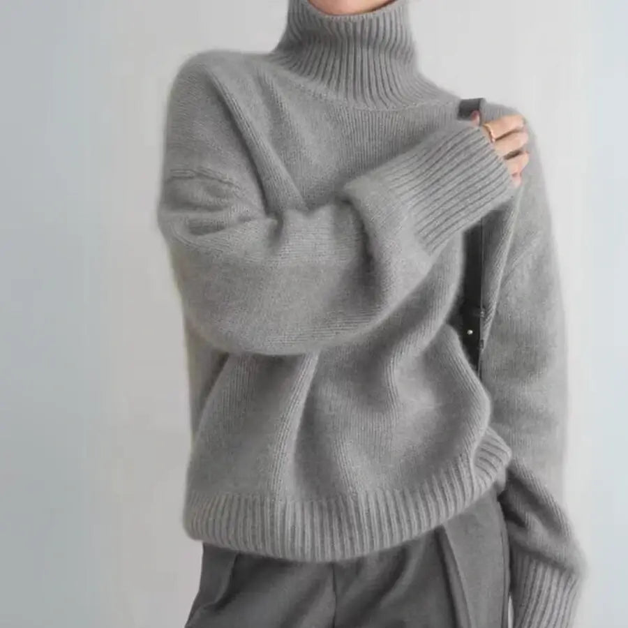 Luksuriøs og overdimensioneret kvinders cashmere sweater – turtleneck, 100% cashmere, til kølige dage 6