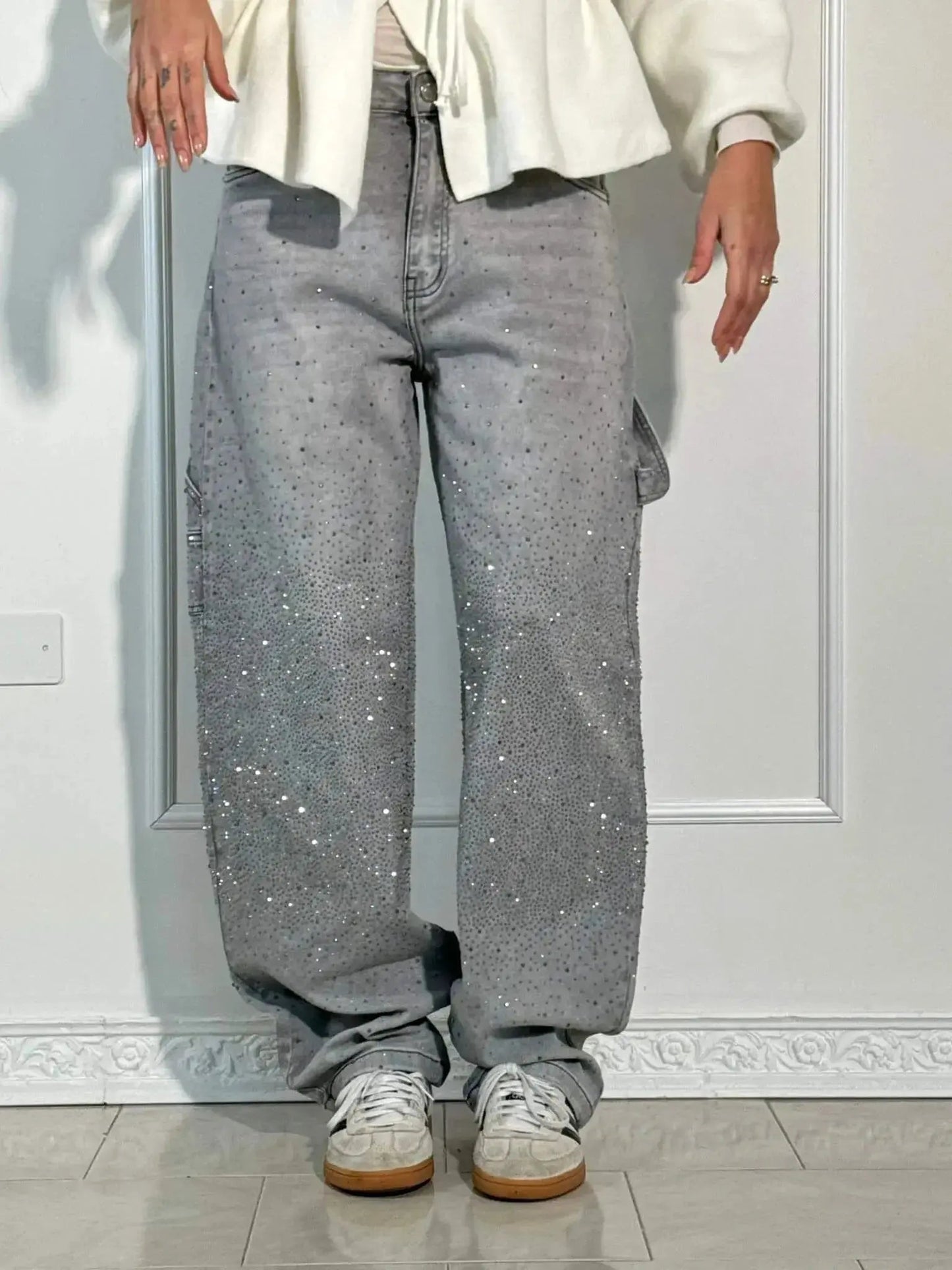 Afslappede Jeans med Strass og Klassisk Fem-Pocket Design 7