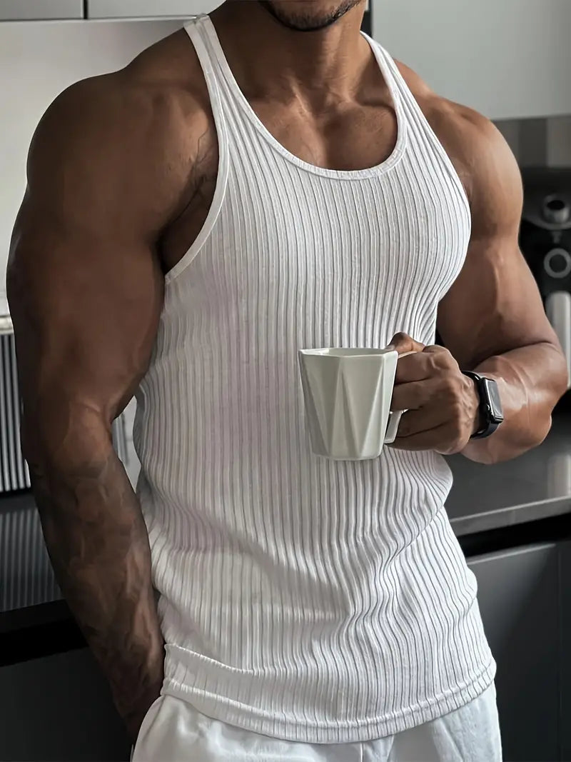Åndbar Herre Gym Shirt, Ærmeløs Body Fit Workout T-Shirt til Intensiv Træning 0