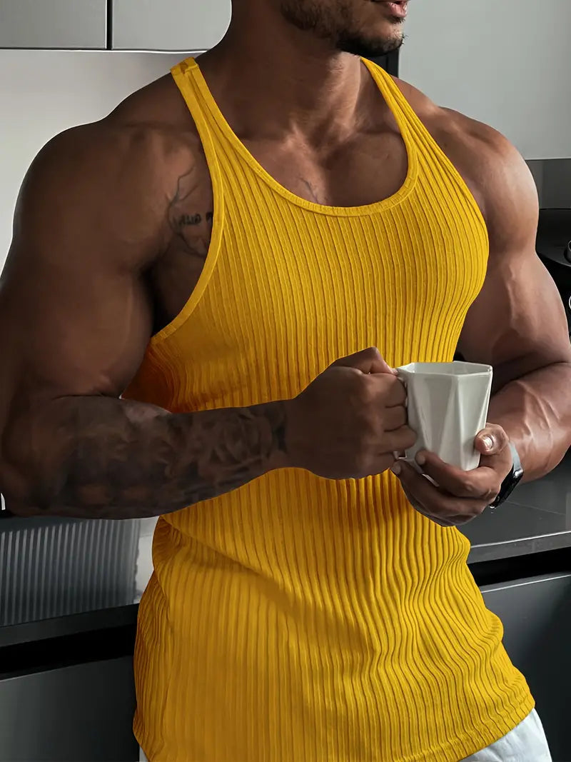 Åndbar Herre Gym Shirt, Ærmeløs Body Fit Workout T-Shirt til Intensiv Træning 5