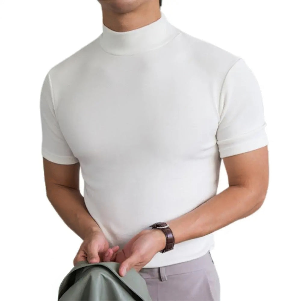 Åndbar Herre T Shirt med Korte Ærmer og Rollkrave i Kvalitetsmateriale til Mænd 1