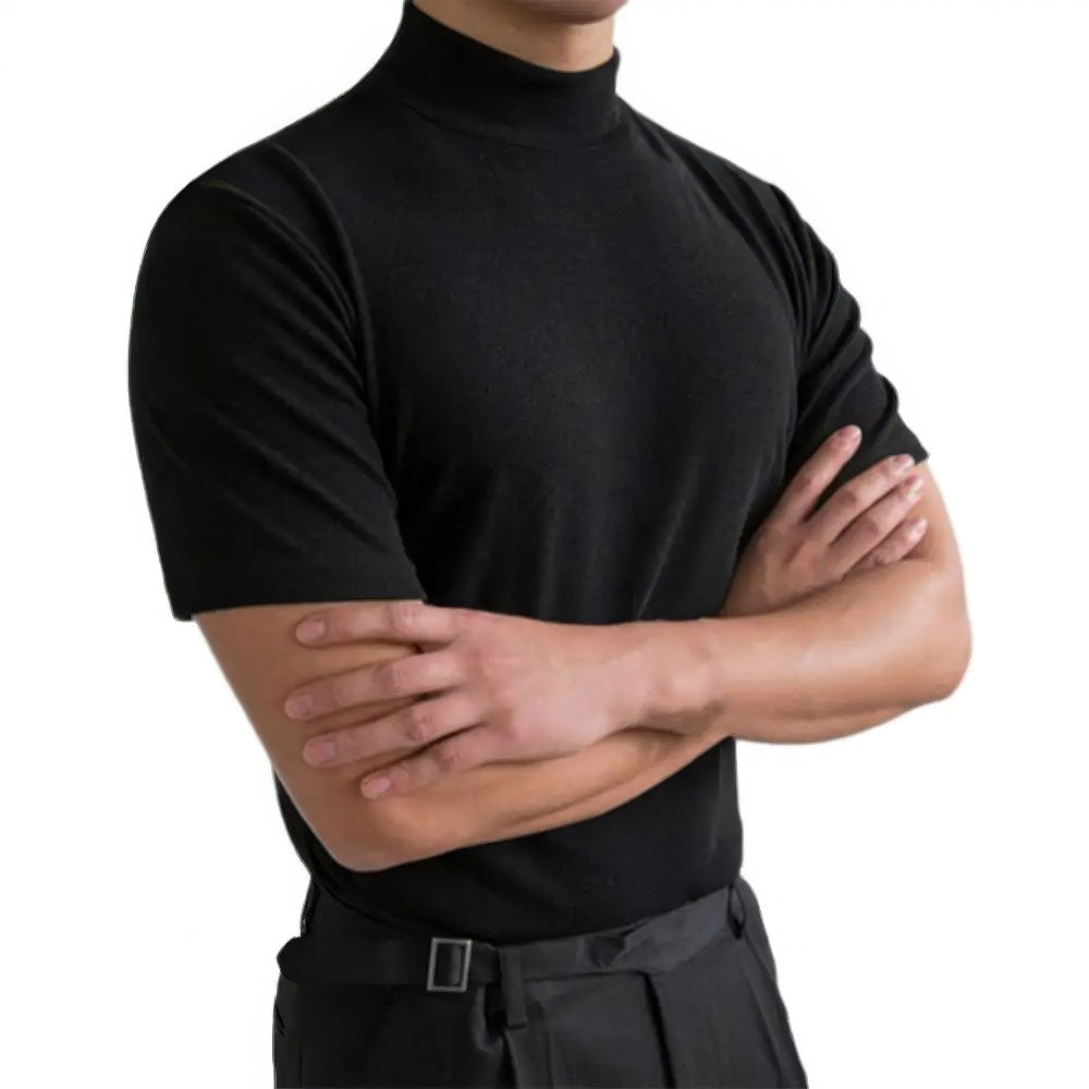 Åndbar Herre T Shirt med Korte Ærmer og Rollkrave i Kvalitetsmateriale til Mænd 2