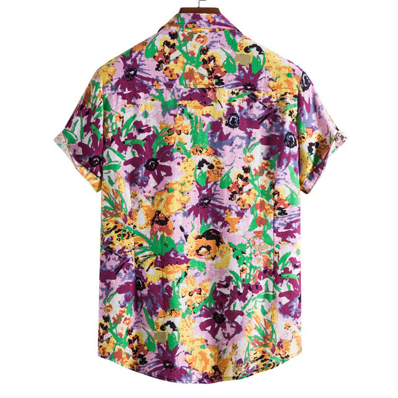 Åndbar Herreskjorte i Floral Design af 100% Bomuld til Sommerbrug, Perfekt til Casual og Business Anledninger 1