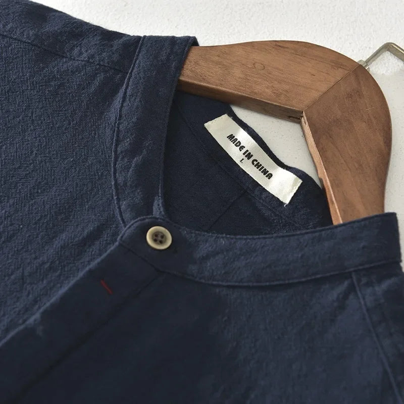 Åndbart Bomuldsherre Shirt med Løs Pasform og Korte Ærmer 2