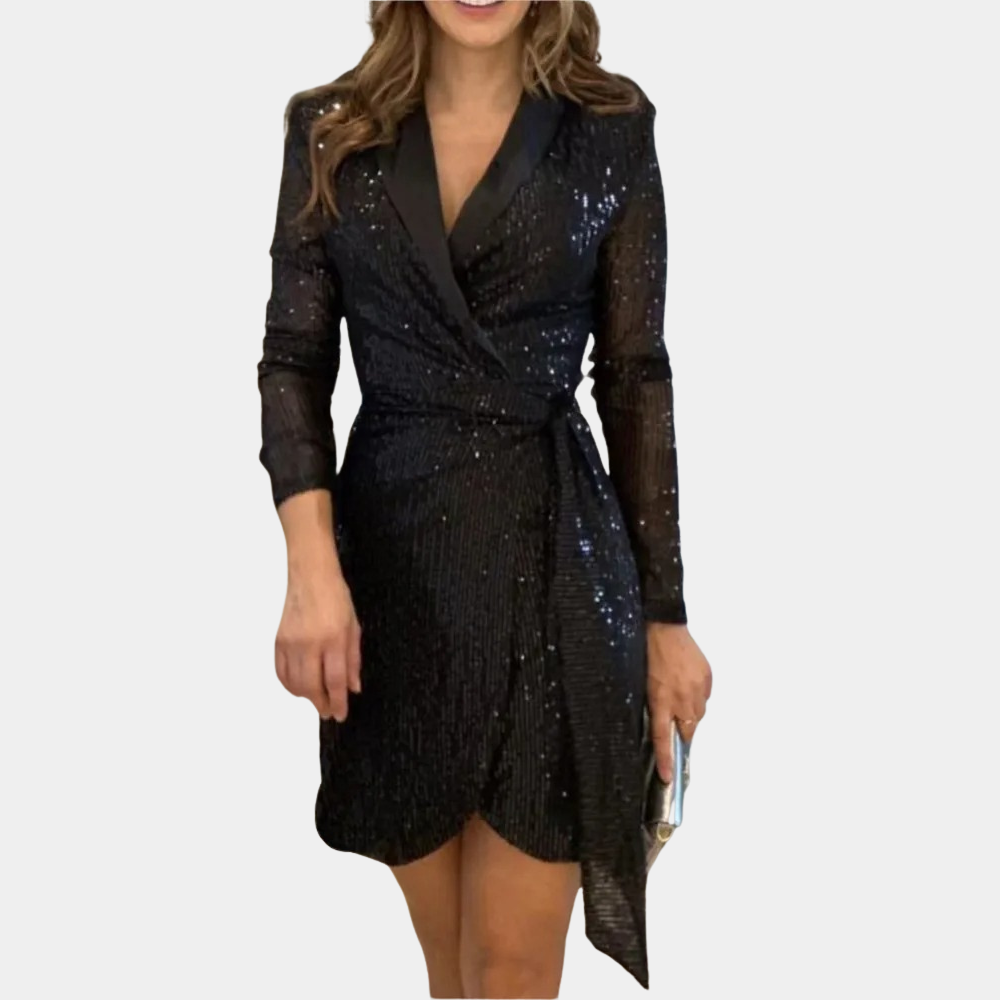 Variant image for Elegant Blazer Kjole Med Bælte Og Glitter Til Kvinder, Plus Størrelse Tilgængelig-19