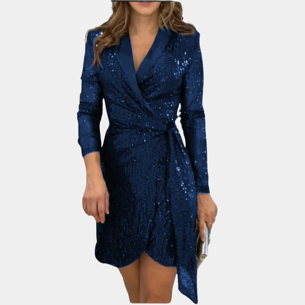 Variant image for Elegant Blazer Kjole Med Bælte Og Glitter Til Kvinder, Plus Størrelse Tilgængelig-13