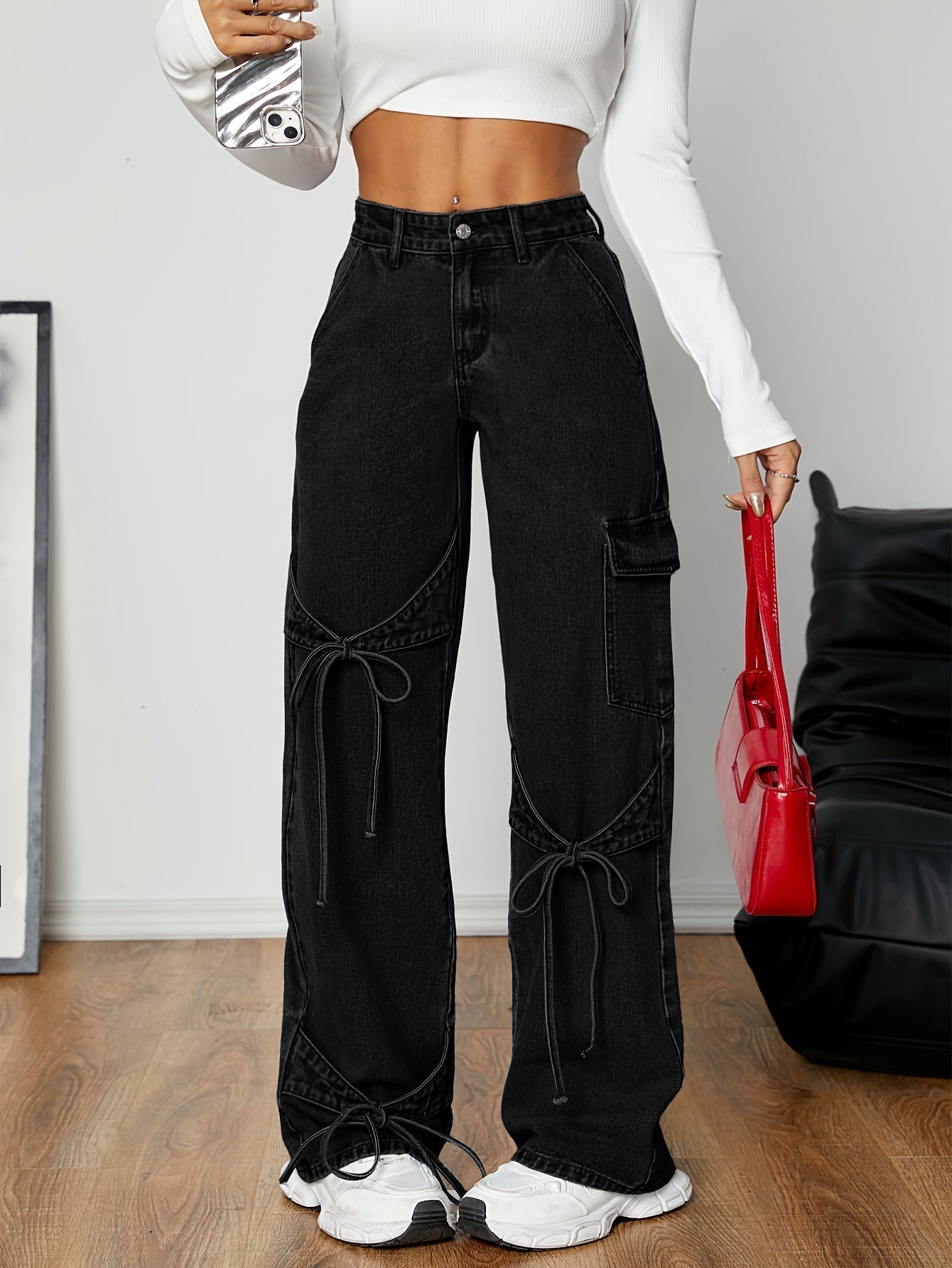 Cargo Bukser Dame med Løs Pasform i Holdbar Rayon-Baumwollmiks og Trendy Cargo-Detaljer 5
