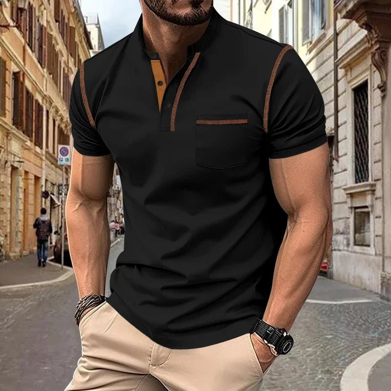 Casual Polo Shirt til Herrer med Stehkragen – Åndbart og Elegant Design til Sommerbrug 2