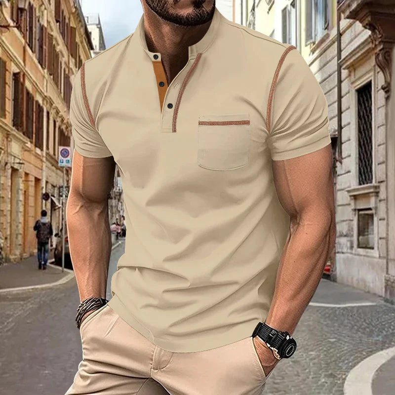 Casual Polo Shirt til Herrer med Stehkragen – Åndbart og Elegant Design til Sommerbrug 3
