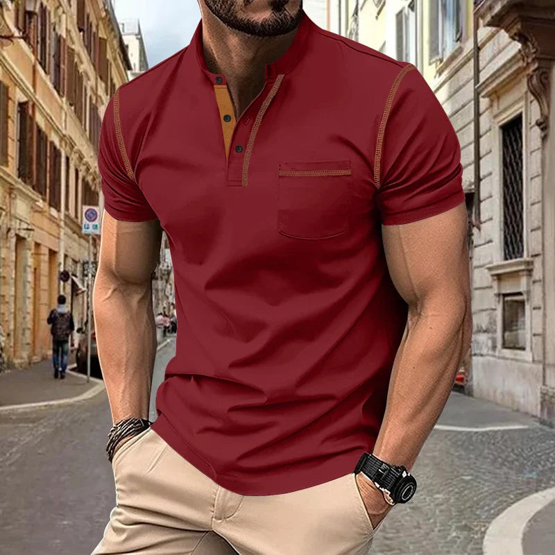 Casual Polo Shirt til Herrer med Stehkragen – Åndbart og Elegant Design til Sommerbrug 4