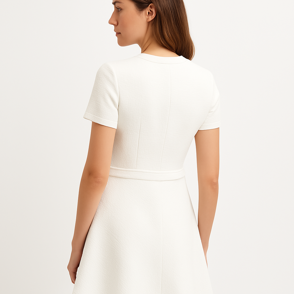 Elegant Kort Sommerkjole Til Damer - O-hals Mini Kjole Til Ungdomsfester-2