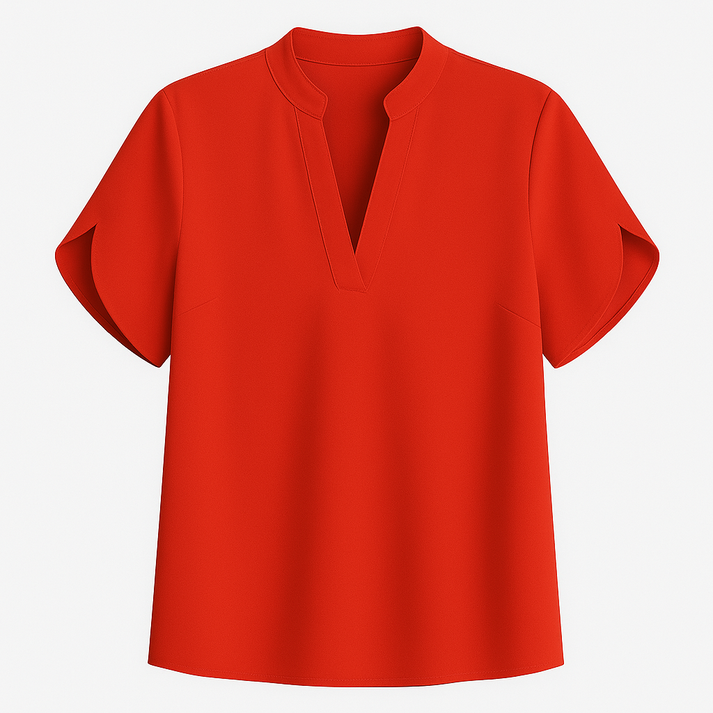 Variant image for Letvægts kvinders bluse – V-hals, korte ærmer, løs pasform til sommer-14