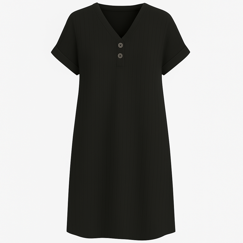 Kvinders Løs V-Hals T-Shirt Kjole Plus Størrelse Strandkjole-3