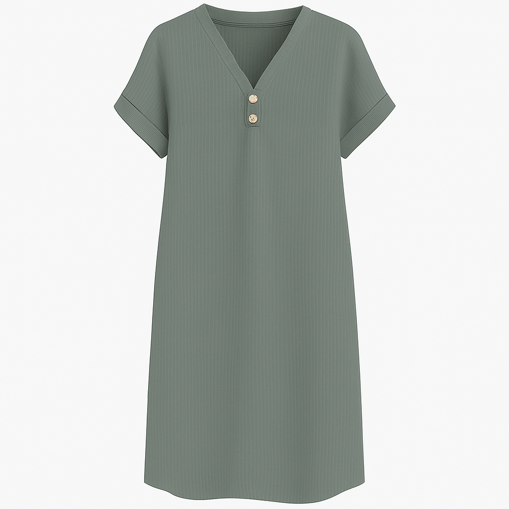 Kvinders Løs V-Hals T-Shirt Kjole Plus Størrelse Strandkjole-4