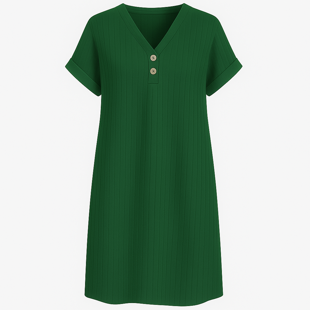 Kvinders Løs V-Hals T-Shirt Kjole Plus Størrelse Strandkjole-6