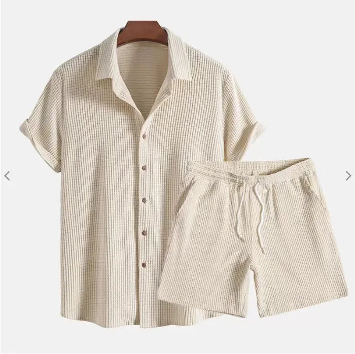 Corduroy Sæt til Børn med Klassisk Skjorte og Matchende Shorts i Blødt Materiale til Leg og Familiearrangementer 5