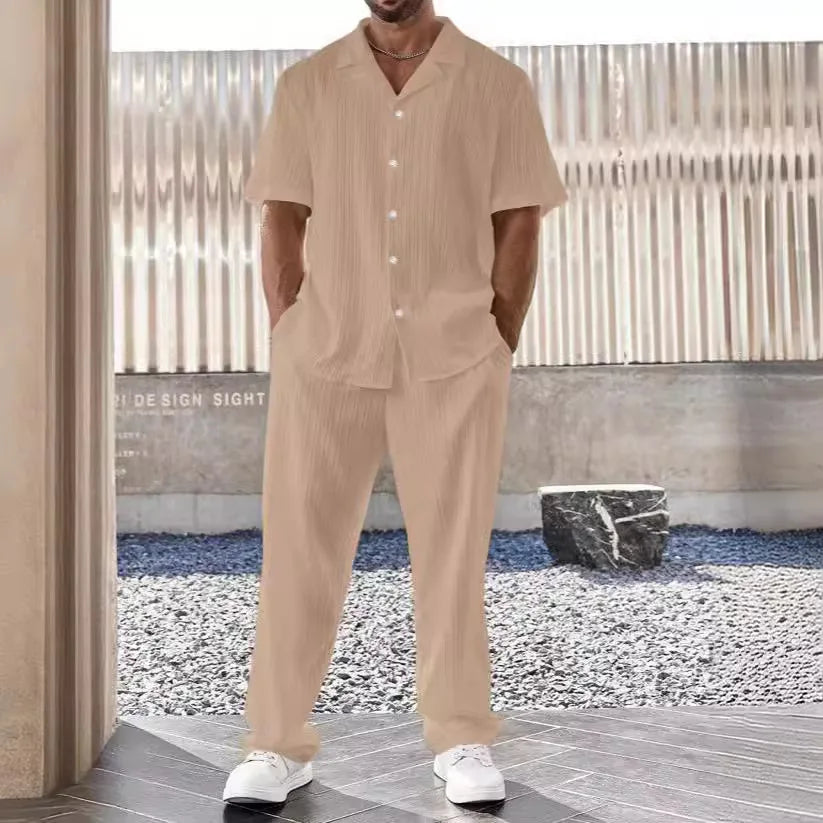 Elegant Herreskjorte og Bukser i Let, Åndbart Stof til Professionelle og Casual Anledninger 4