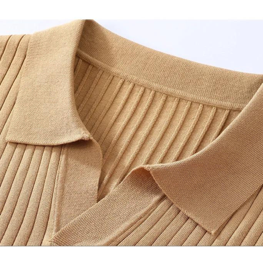 Elegant Langærmet Poloshirt til Mænd i Maulbeerseide og Lyocell-Baumwollmischung 4