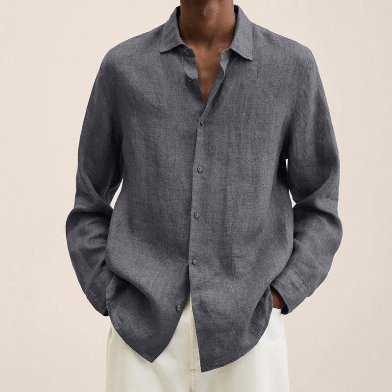 Elegant Leinenhemd til Mænd med Atmungsaktivt Design og Stilfuld Pasform 4