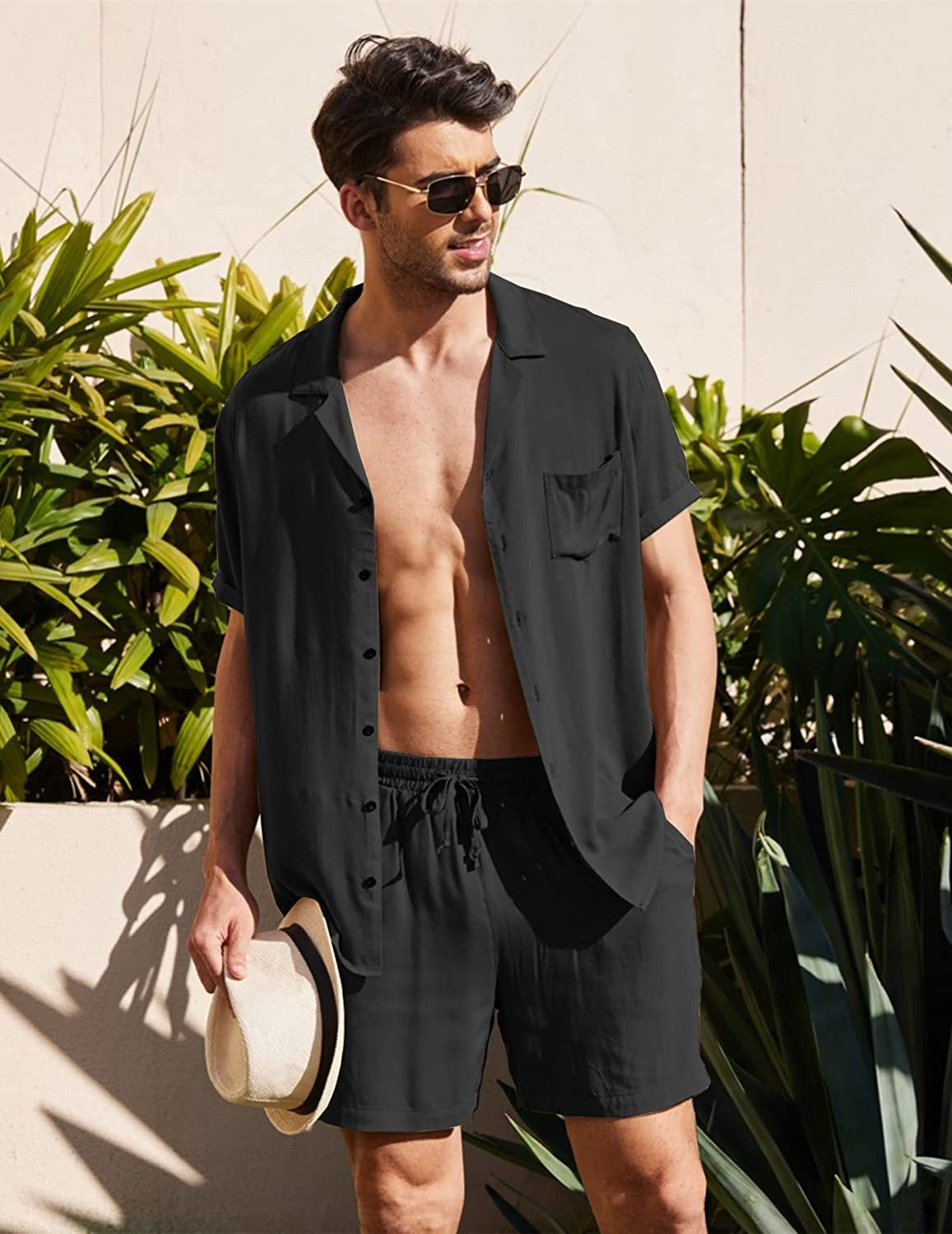 Elegant Sommeroutfit til Mænd i 100% Premium Leinen, Åndbart og Komfortabelt Design, Ideelt til Strand og Aftener 10