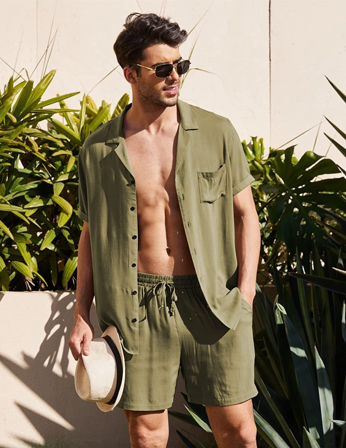 Elegant Sommeroutfit til Mænd i 100% Premium Leinen, Åndbart og Komfortabelt Design, Ideelt til Strand og Aftener 6