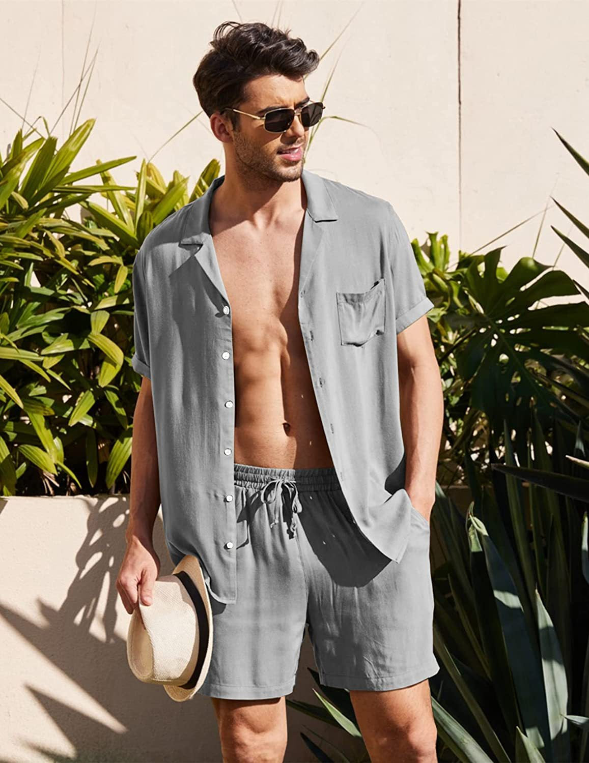 Elegant Sommeroutfit til Mænd i 100% Premium Leinen, Åndbart og Komfortabelt Design, Ideelt til Strand og Aftener 9